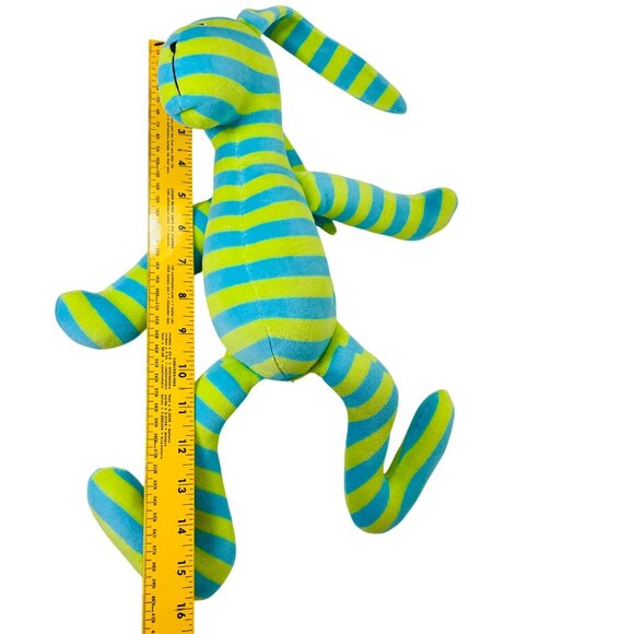 Max And Lulu Striped Bunny Plush Blue & Lime Green Soft Stuffed Animal - Picture 5 of 9